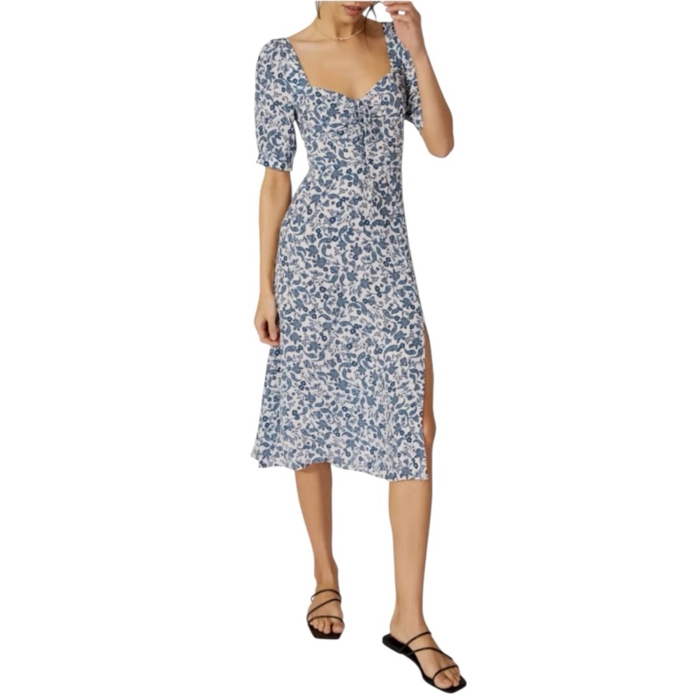Favorite Daughter Blue and White Floral Midi Dress